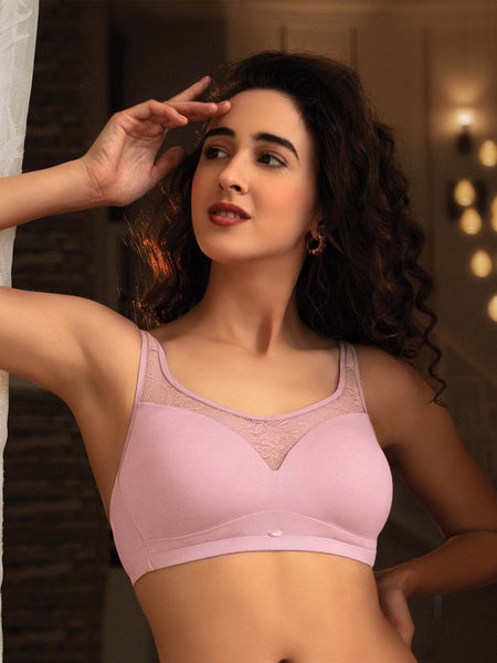 SOIE Woman - Full Coverage Padded Non Wired Bra With Lace Detailing - Bra -for Women