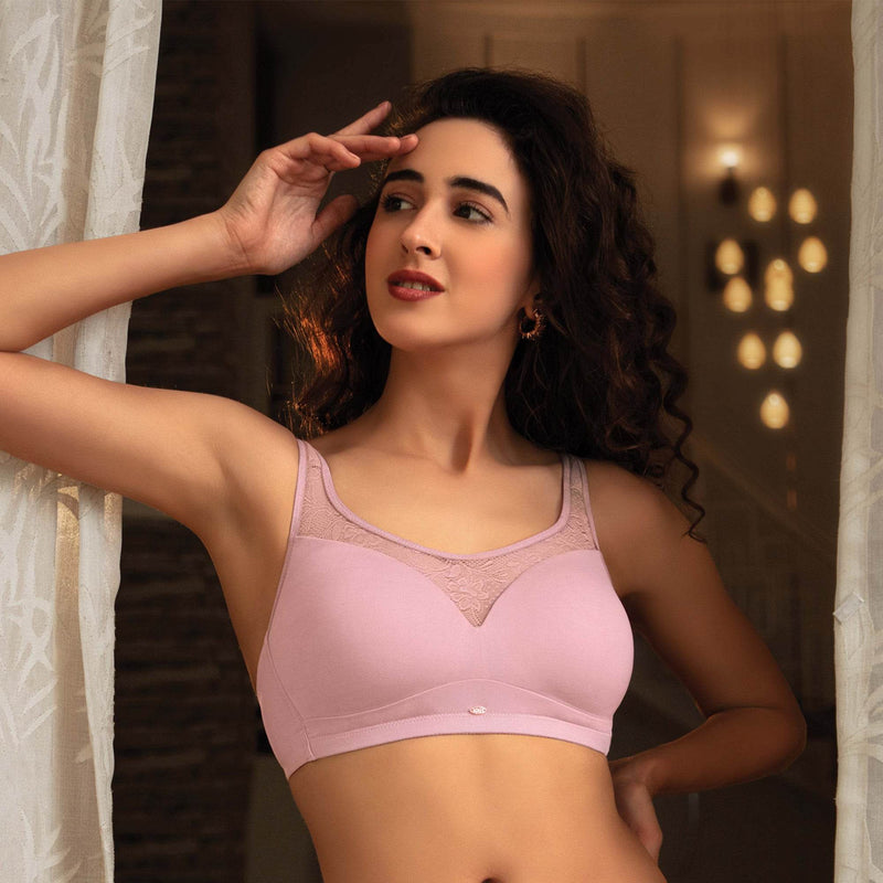 SOIE Woman - Full Coverage Padded Non Wired Bra With Lace Detailing - Bra -for Women