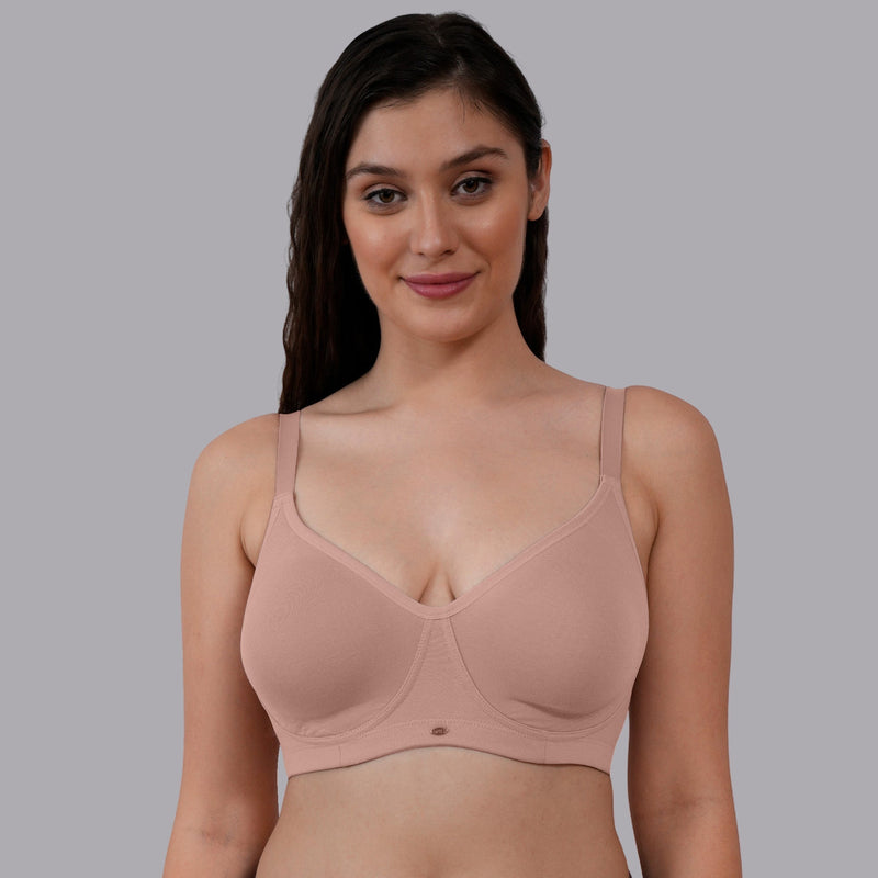 Non Padded Non Wired Full Coverage Cotton Spandex Encircled T-shirt Bra