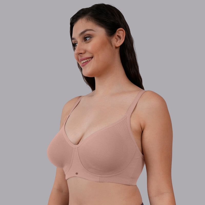 Non Padded Non Wired Full Coverage Cotton Spandex Encircled T-shirt Bra