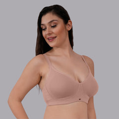 Non Padded Non Wired Full Coverage Cotton Spandex Encircled T-shirt Bra