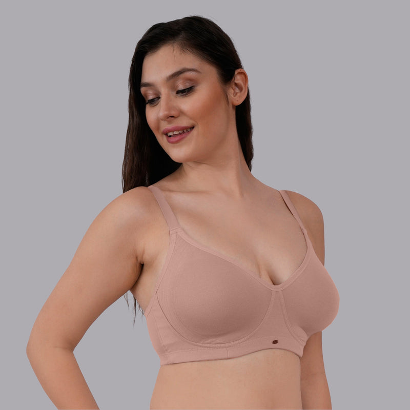 Non Padded Non Wired Full Coverage Cotton Spandex Encircled T-shirt Bra