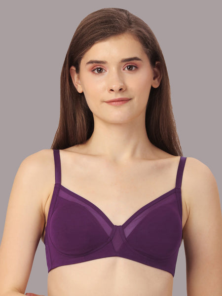Non Padded Non Wired Medium Coverage Cotton Spandex Bra
