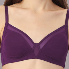 Non Padded Non Wired Medium Coverage Cotton Spandex Bra