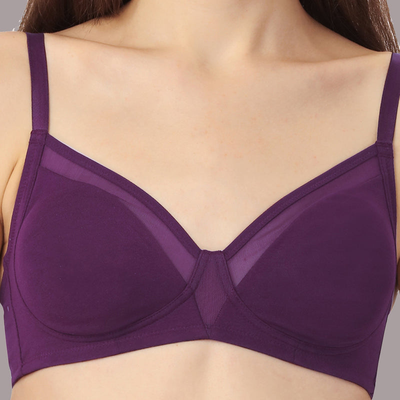 Non Padded Non Wired Medium Coverage Cotton Spandex Bra