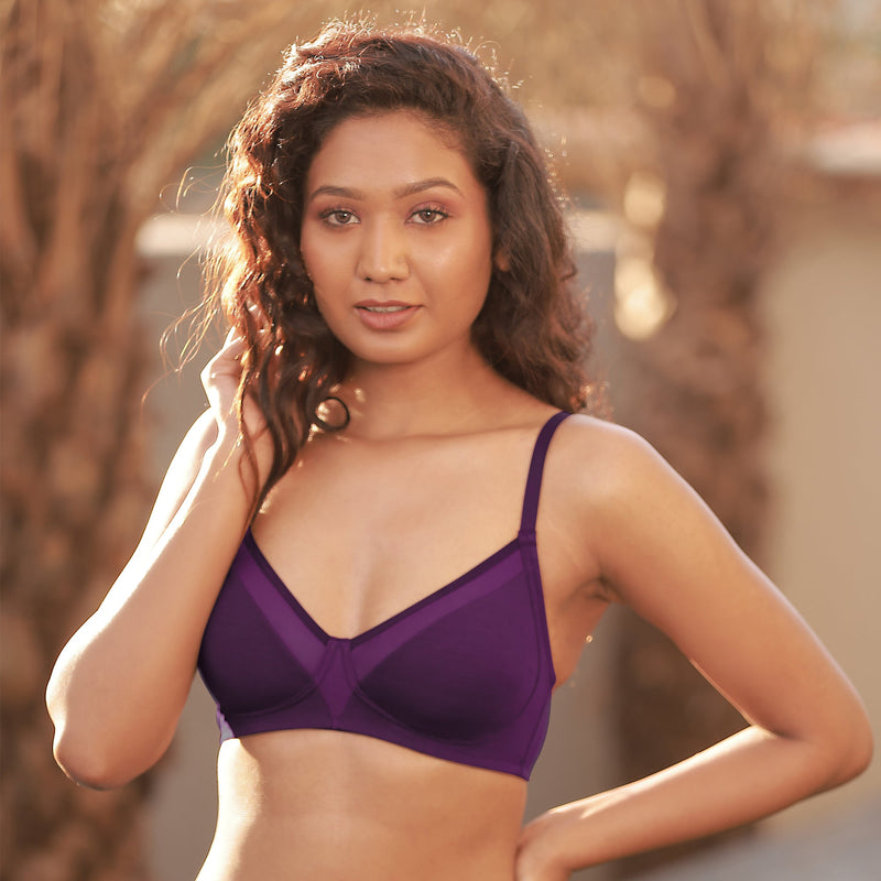 Non Padded Non Wired Medium Coverage Cotton Spandex Bra