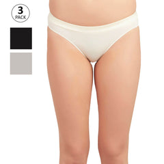 SOIE Woman - Cotton Solid Satin Panelled Panty Combo (PACK OF 3) - Panty -for Women