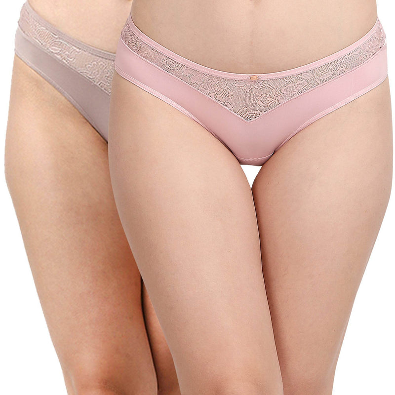 SOIE Woman - Mid Rise Brief With Lace Detailing (Pack of 2) - Panty -for Women