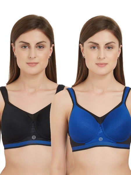 SOIE Woman - Full Coverage High Impact Padded Non Wired Sports Bra (Pack of 2) - Bra -for Women