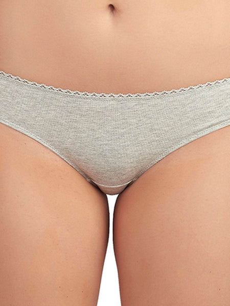 SOIE Woman - Grey Solid Cotton Spandex Bikini Style panty-CP-1314-(PACK OF 3) - -for Women