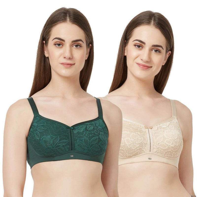 SOIE Woman - Full Coverage Non Padded Non Wired Lace Bra Combo - Bra -for Women