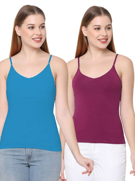 SOIE Woman - Cotton Spandex Detachable Straps Camisole (PACK OF 2) - Camisole -for Women