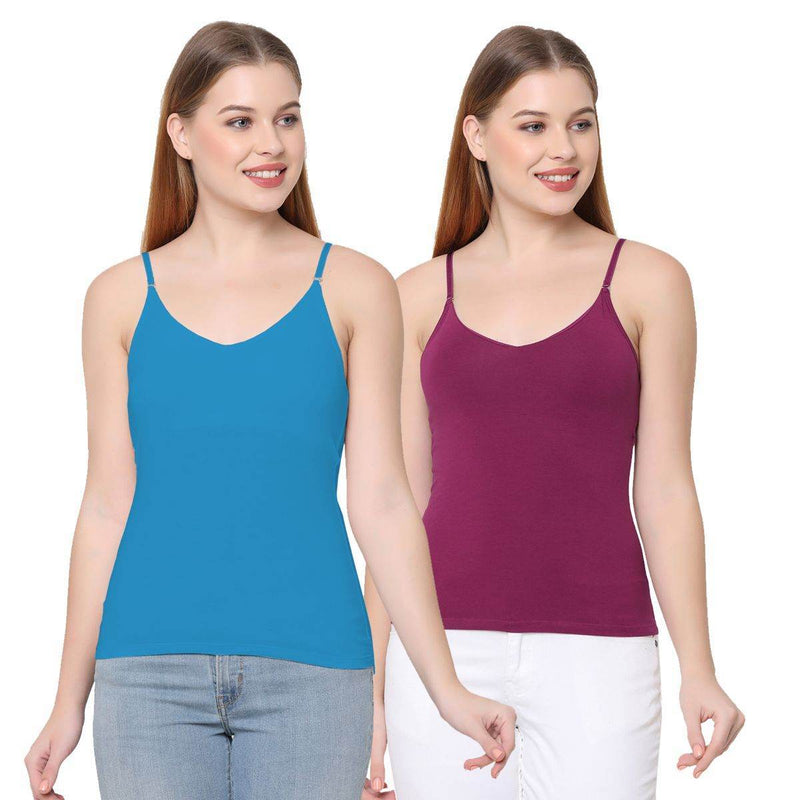 SOIE Woman - Cotton Spandex Detachable Straps Camisole (PACK OF 2) - Camisole -for Women