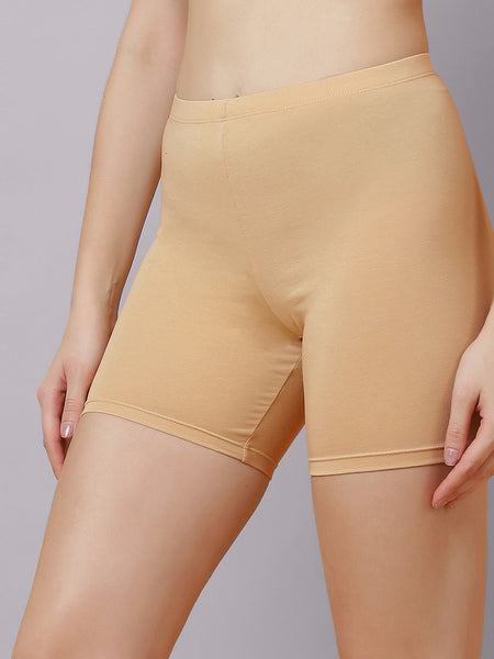 Solid Cotton Spandex Cycling Shorts