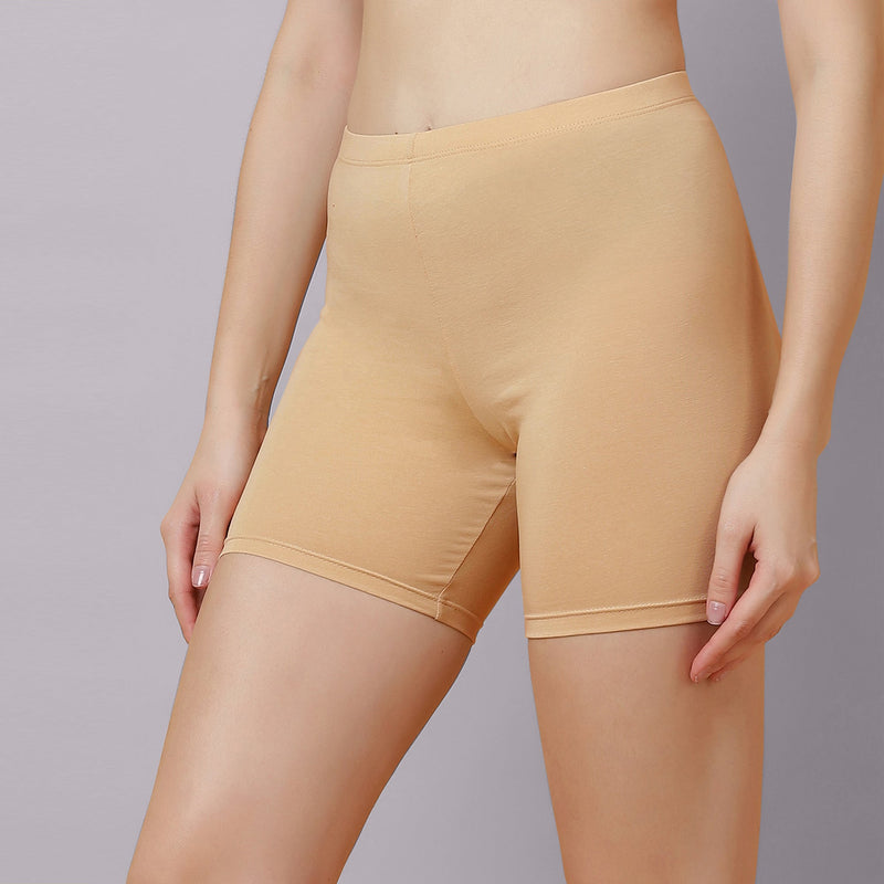 Solid Cotton Spandex Cycling Shorts