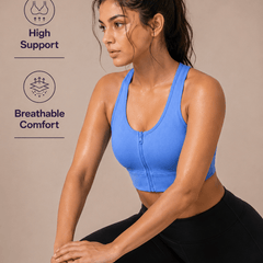 Padded Zipper Sports Bra
