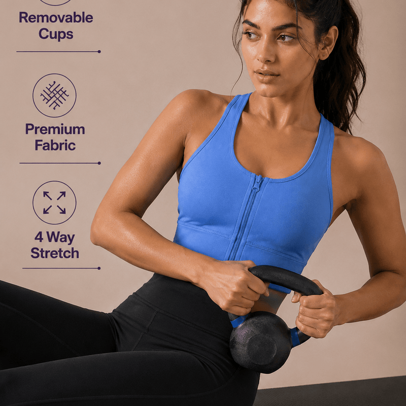 Padded Zipper Sports Bra