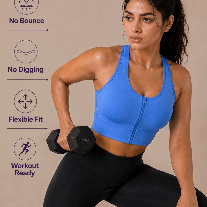 Padded Zipper Sports Bra