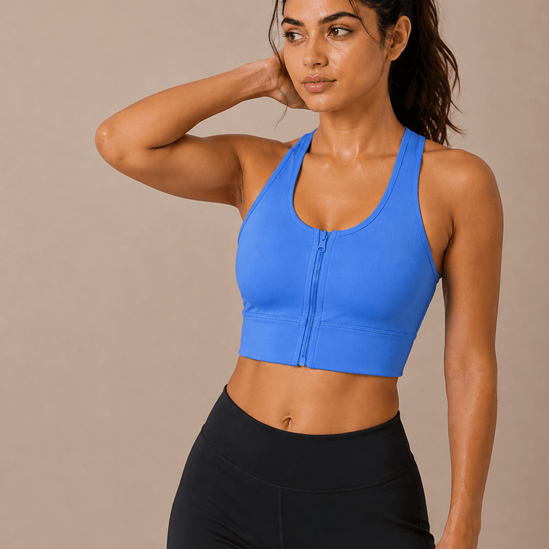 Padded Zipper Sports Bra