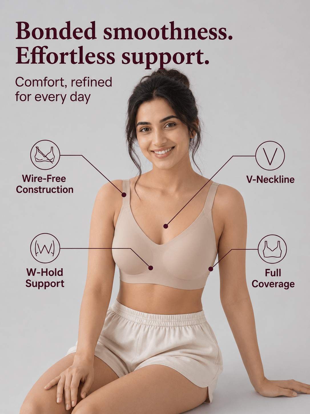 Ultra Soft Wire-Free Invisible T-Shirt Bra