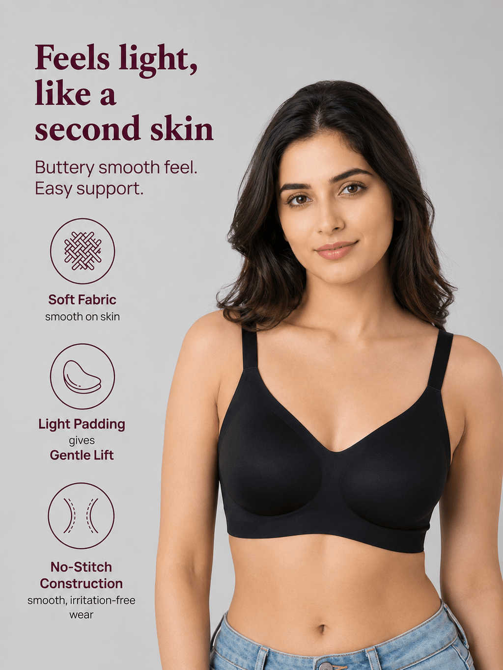 Ultra Soft Wire-Free Invisible T-Shirt Bra