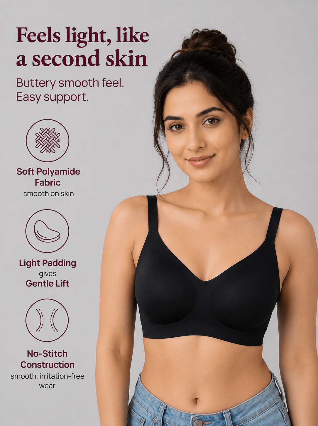 Ultra Soft Wire-Free Invisible T-Shirt Bra