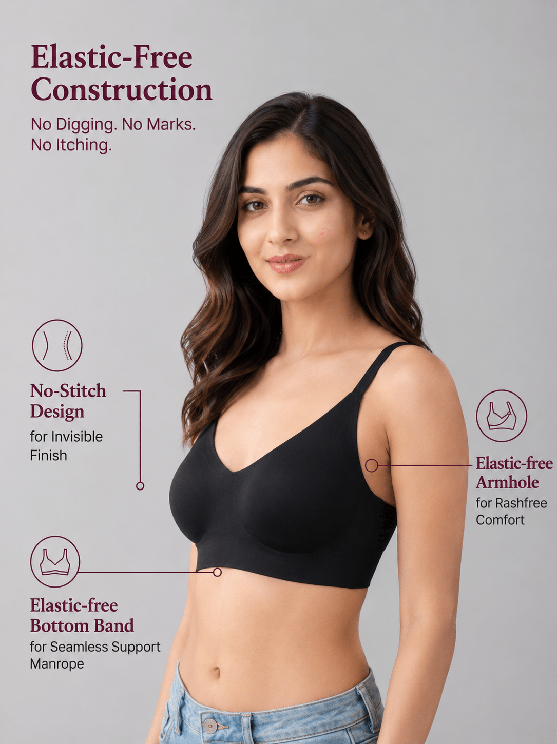 Ultra Soft Wire-Free Invisible T-Shirt Bra