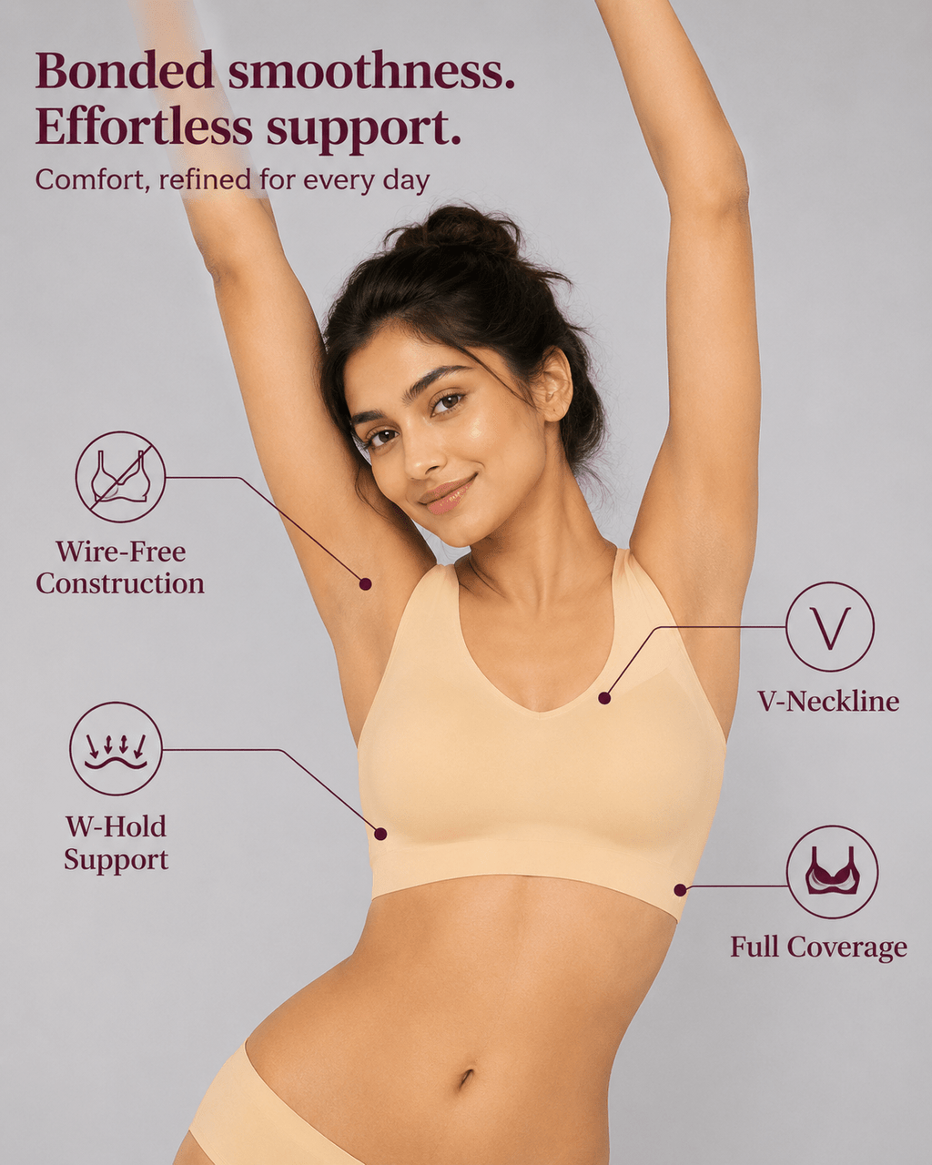 Ultra Soft Full Coverage Removable Cups Bra