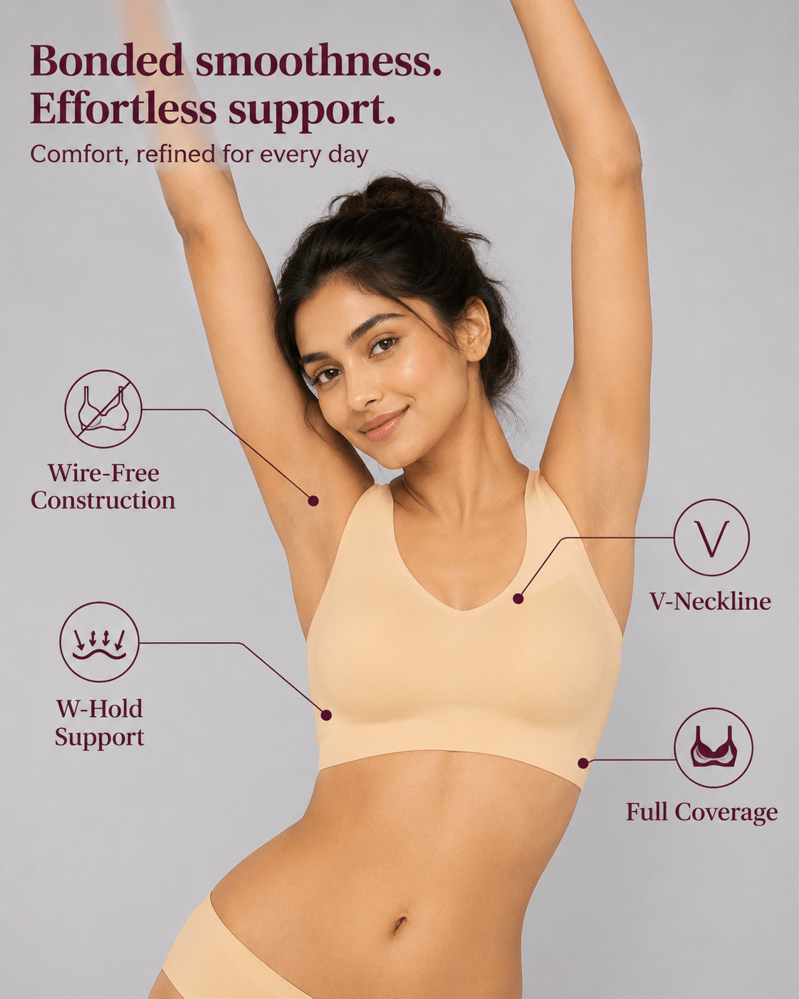 Ultra Soft Full Coverage Removable Cups Bra