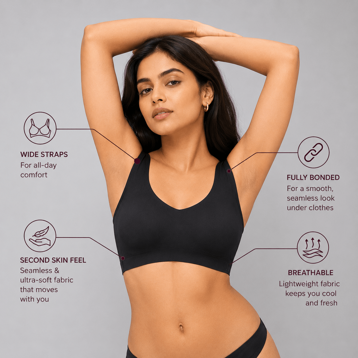 Ultra Soft Full Coverage Removable Cups Bra