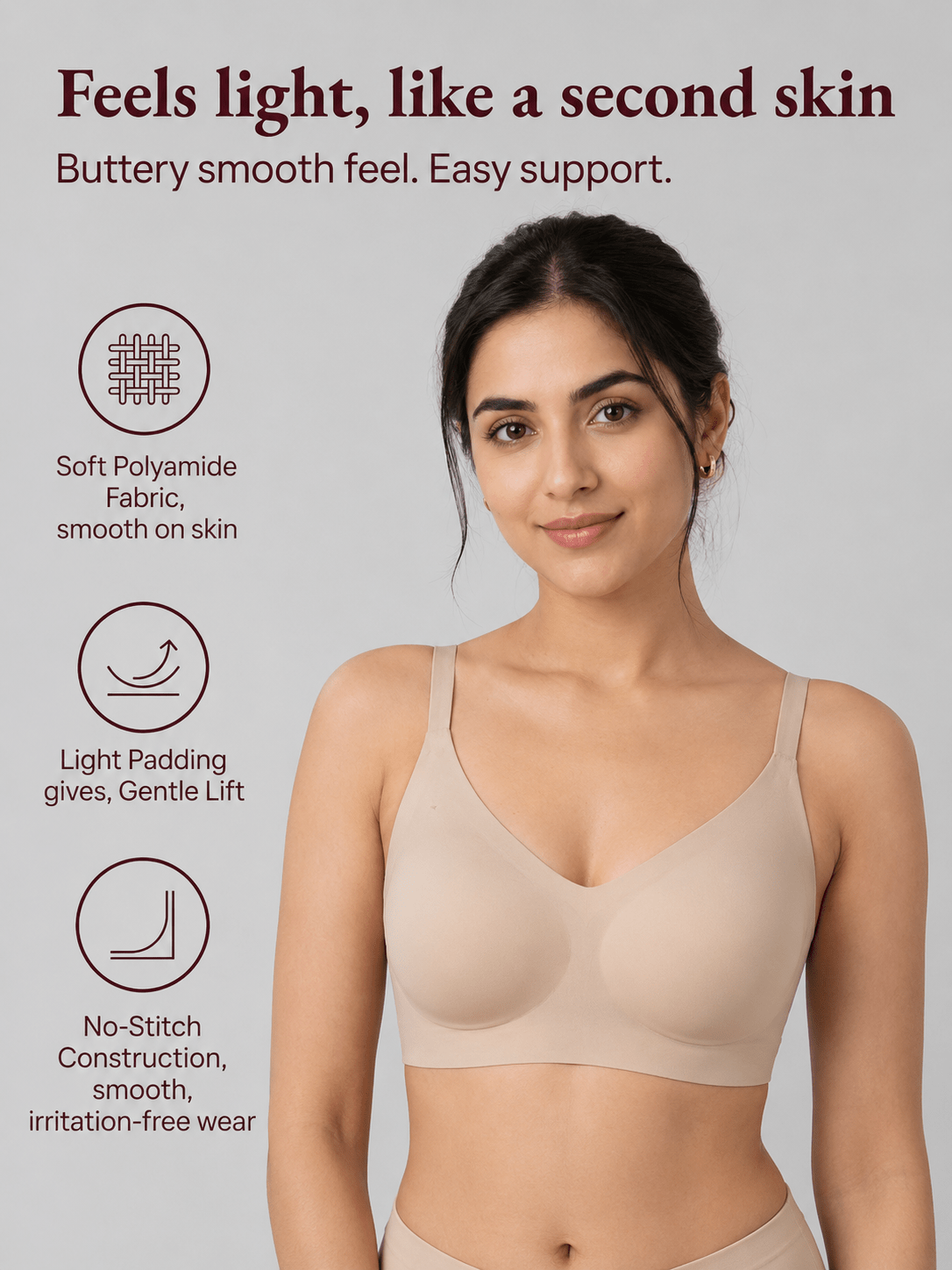 Ultra Soft Wire-Free Invisible T-Shirt Bra