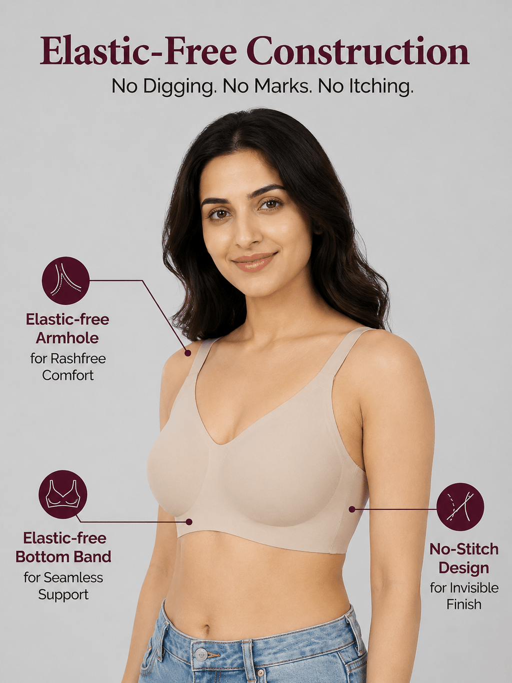 Ultra Soft Wire-Free Invisible T-Shirt Bra
