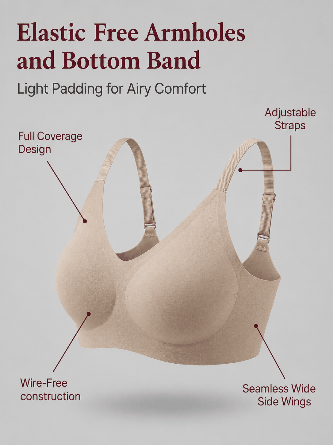 Ultra Soft Wire-Free Invisible T-Shirt Bra