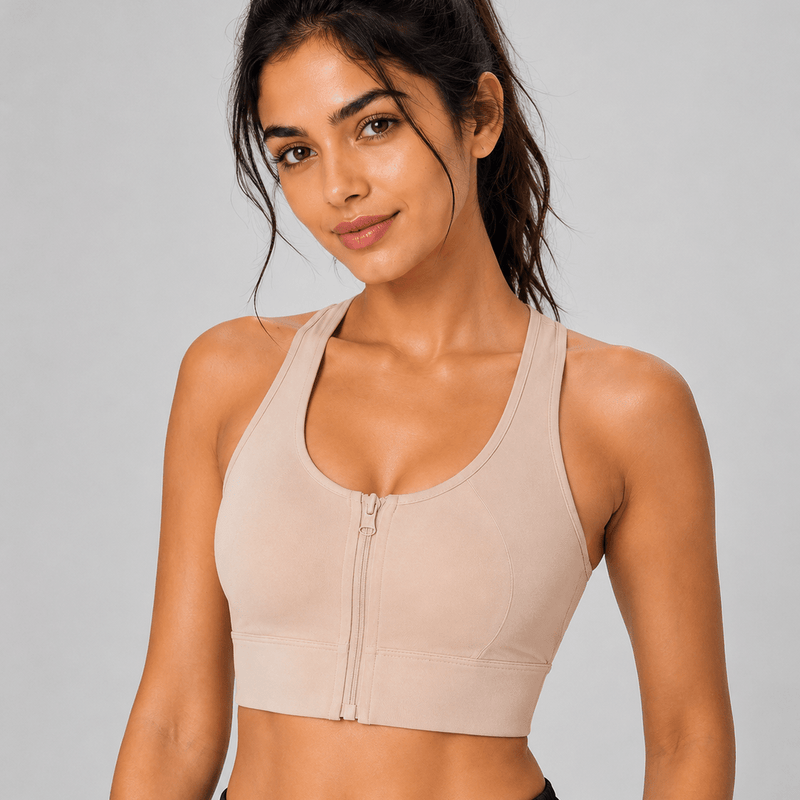 Padded Zipper Sports Bra