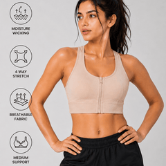 Padded Zipper Sports Bra