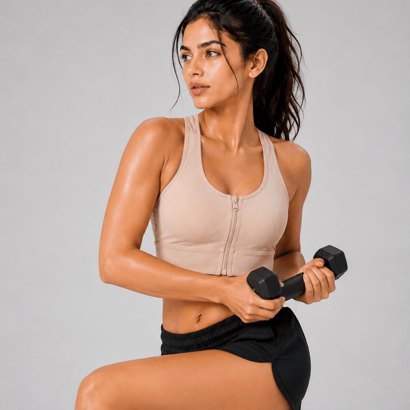 Padded Zipper Sports Bra