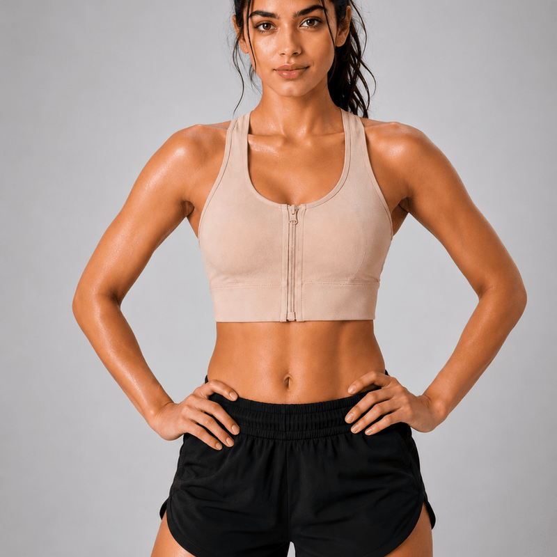 Padded Zipper Sports Bra