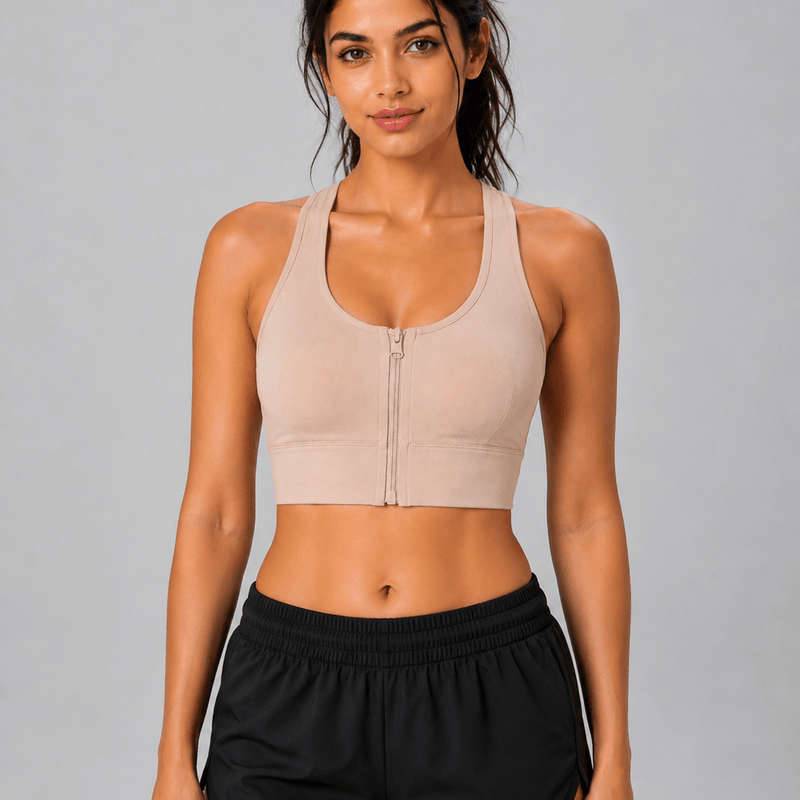 Padded Zipper Sports Bra