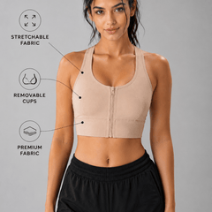 Padded Zipper Sports Bra