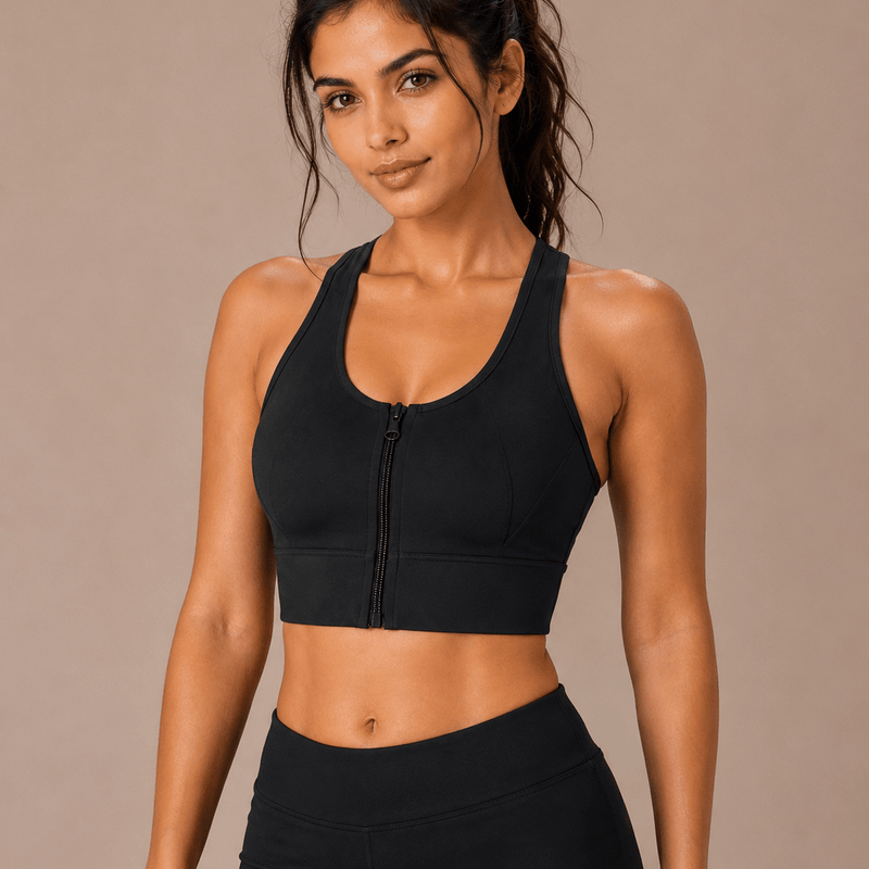 Padded Zipper Sports Bra