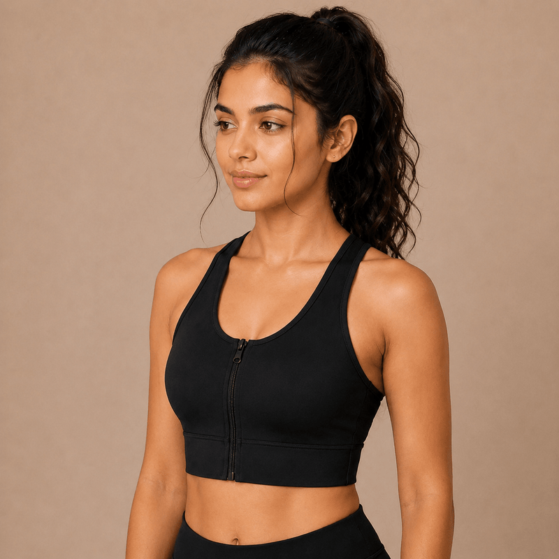 Padded Zipper Sports Bra