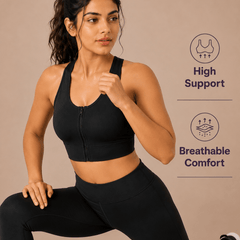 Padded Zipper Sports Bra