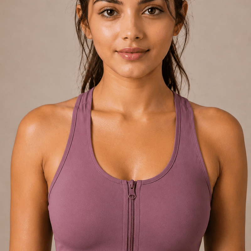 Padded Zipper Sports Bra