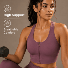 Padded Zipper Sports Bra