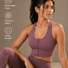 Padded Zipper Sports Bra