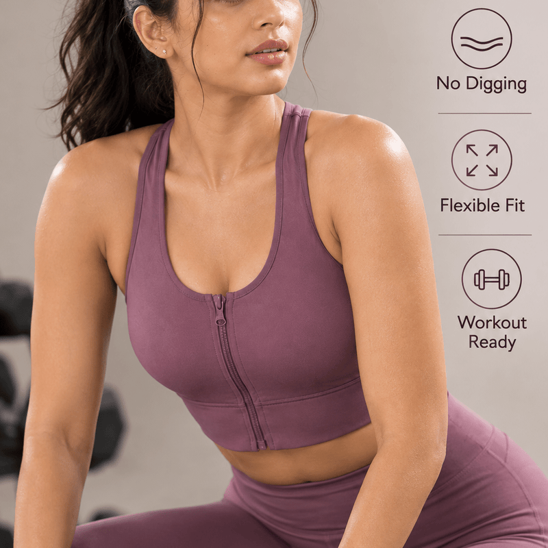 Padded Zipper Sports Bra