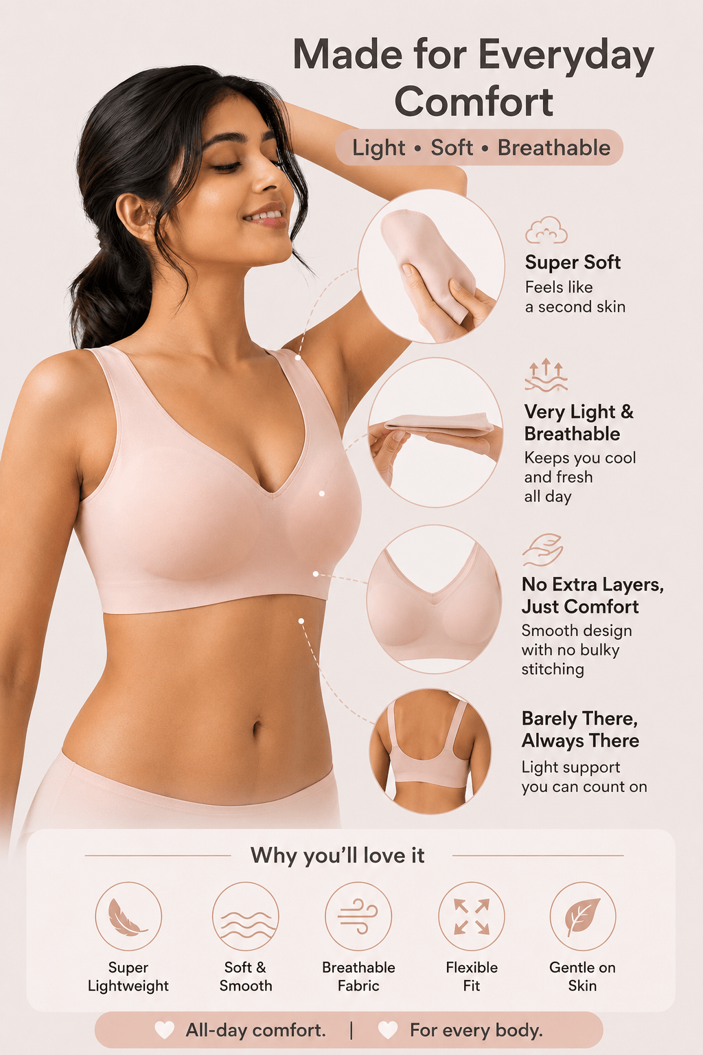 Seamless Ultra-Thin Invisible Wire-Free Bra