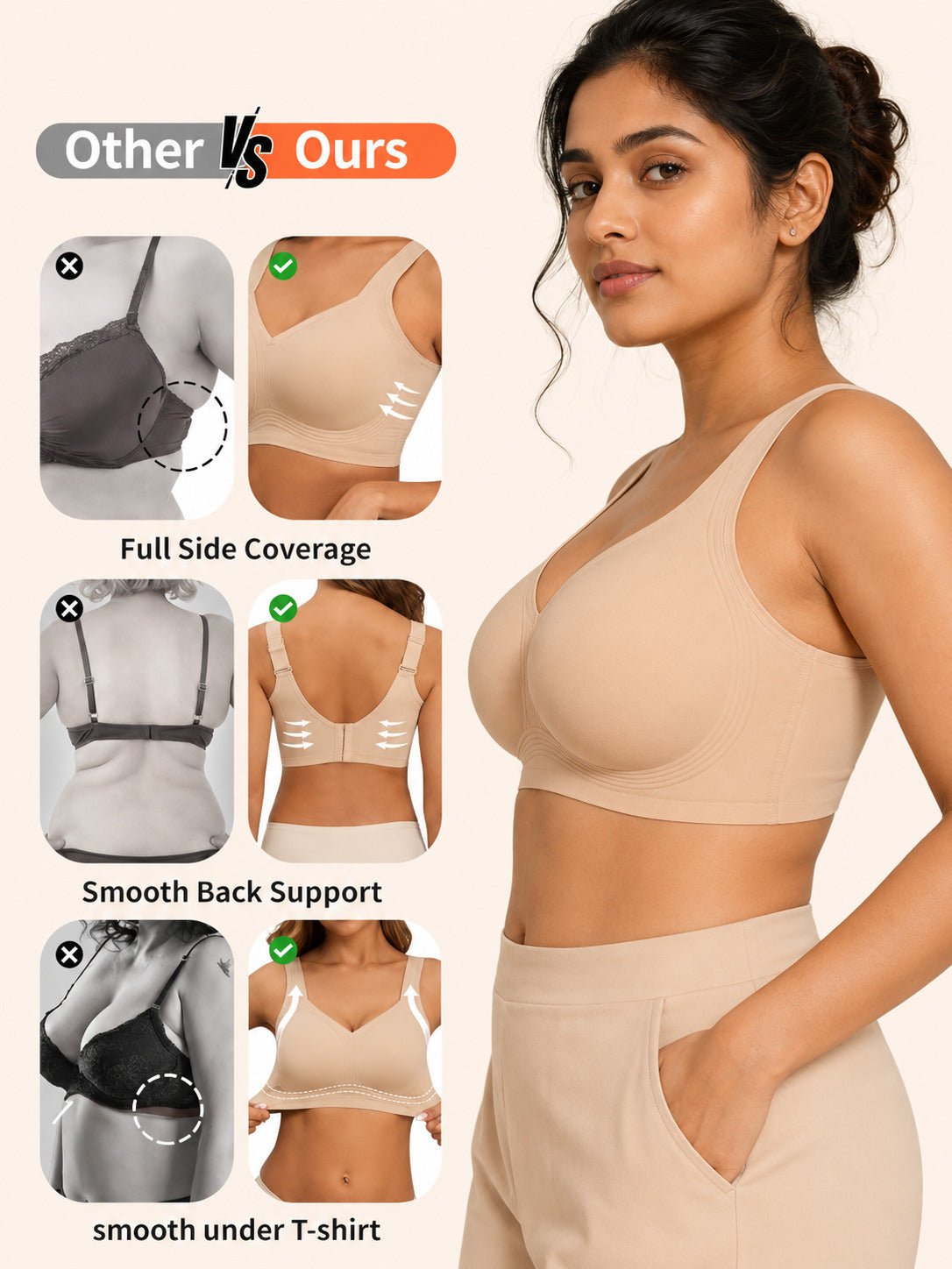 Seamless Wireless Full Coverage Push Up Bra