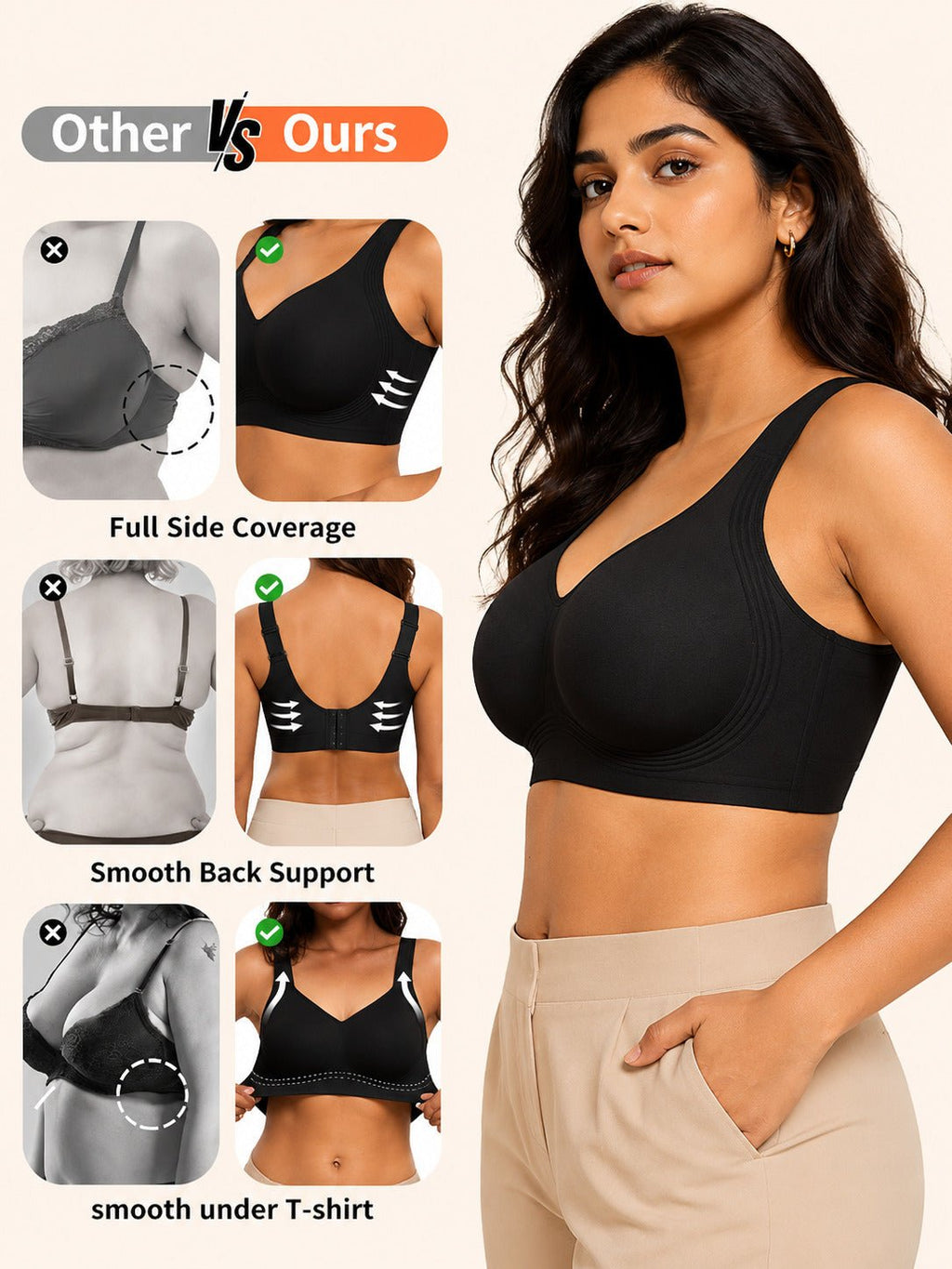 Seamless Wireless Full Coverage Push Up Bra