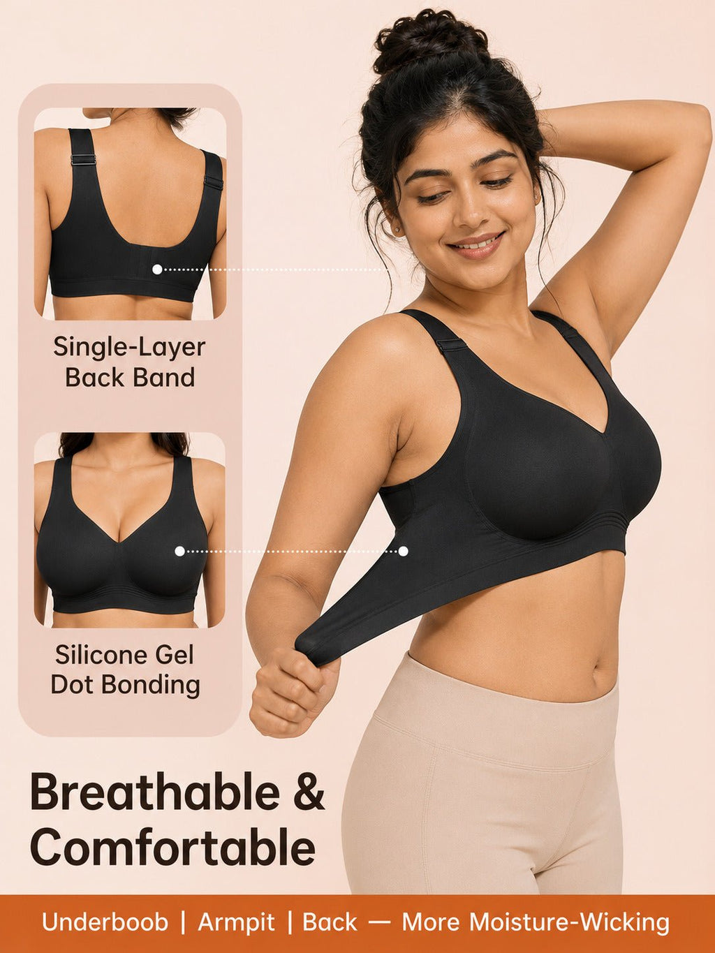 Seamless Wireless Full Coverage Push Up Bra